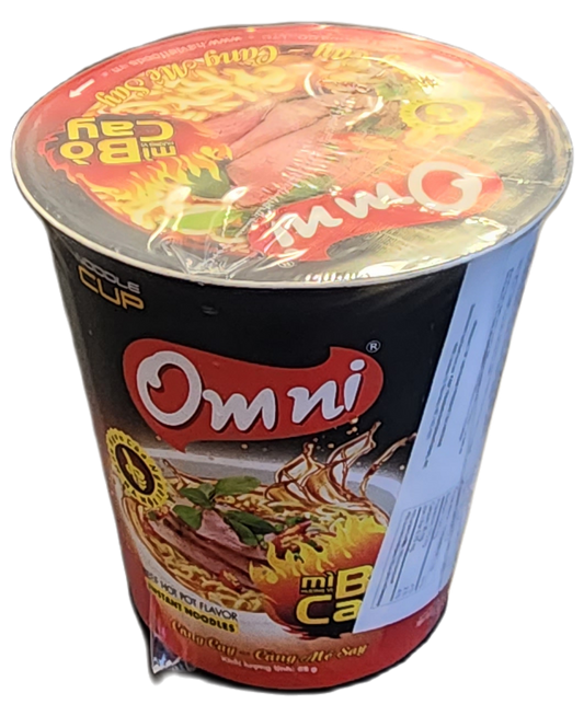 MI BO CAY/OMNI INSTANT NOODLE CUP SPICY BEEF