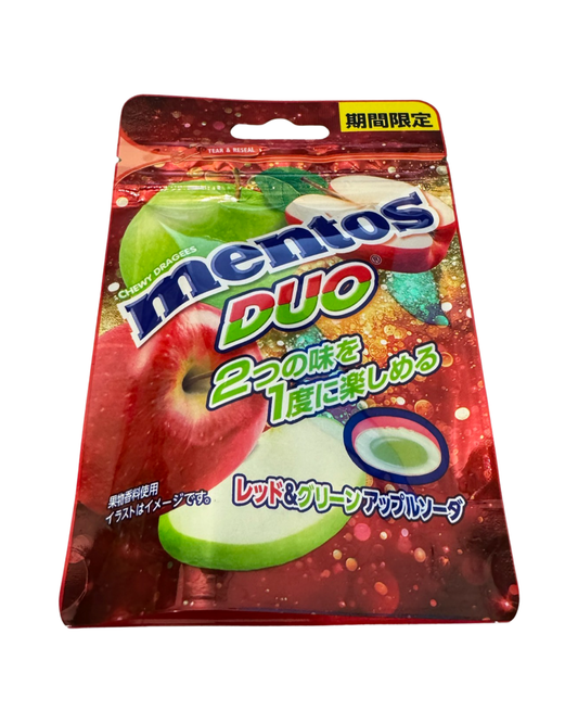 KRACIE MENTOS DUO SOFT CANDY RED AND GREEN APPLE SODA 45G